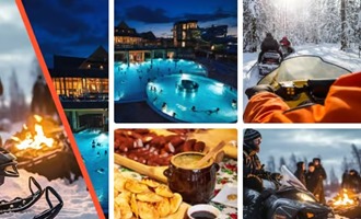 snowmobiles, bonfire, thermal pools